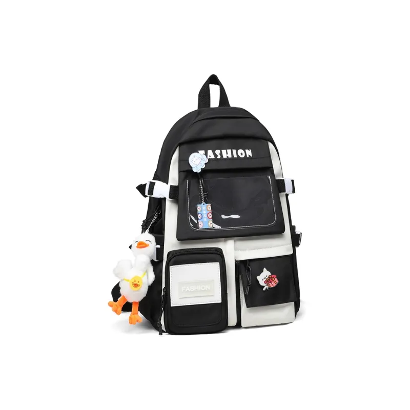 VINEY Fabric Backpack Large Size Women's Black/Purple/Blue-1