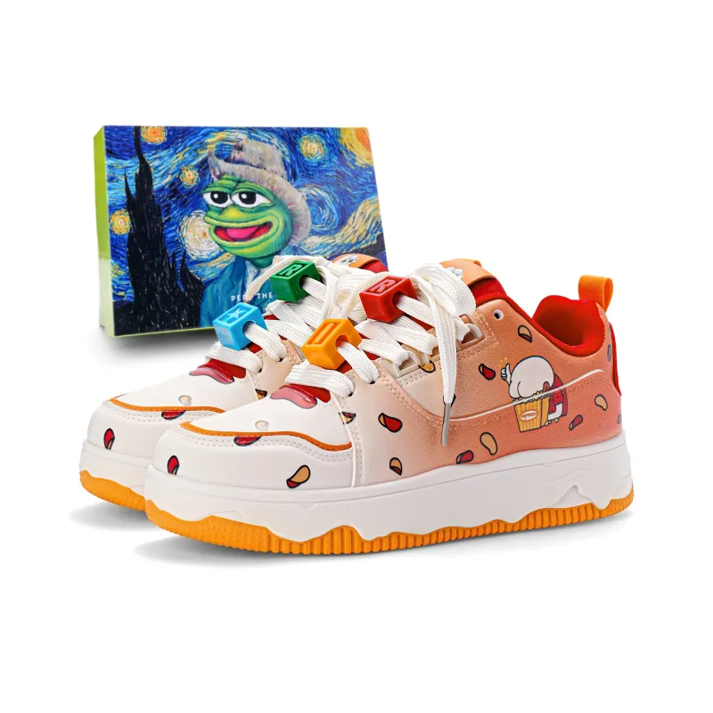 Pepe The Frog Skateboard Shoes Unisex Low Top Classic Black White/Pearl Beige/Tangerine/Ocean Blue/Mismatched-7