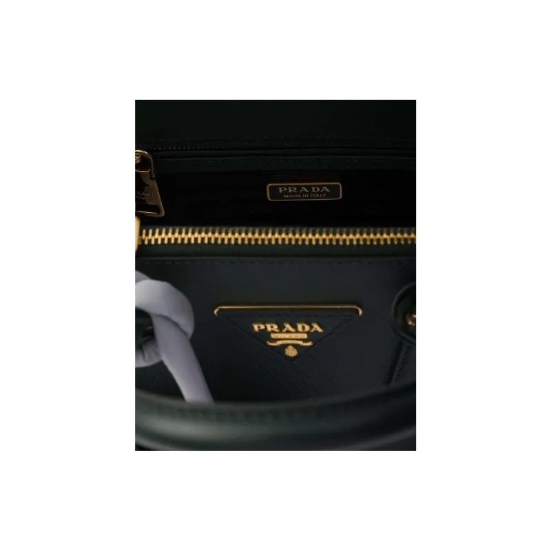 PRADA Saffiano Calfskin Shoulder Bag Crossbody Bag Handbags Mini Women's Emerald & Gray-4