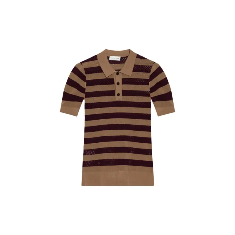 DRIES VAN NOTEN Striped Short Sleeved Polo Shirt-0