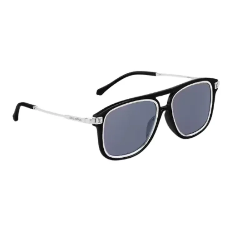 LOUIS VUITTON Metal Acetate Aviator Sunglasses Men's Black-1