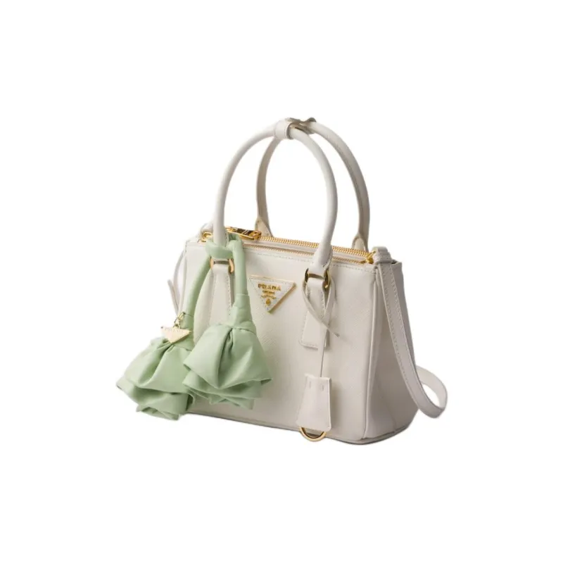 PRADA Galleria Killer Bag Calfskin Shoulder Bag Crossbody Bag Handbag Mini Women's White & Light Green-1