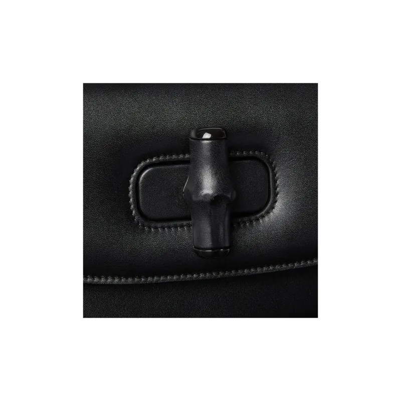 GUCCI Soft Leather One Shoulder Handbag Small Size Women's Black-5