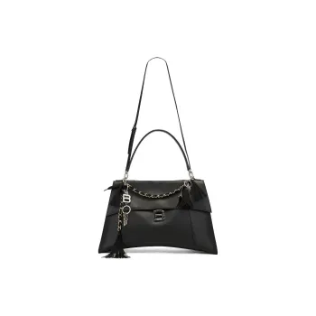 Balenciaga Leather One Shoulder Handbags Large Size Women's Black