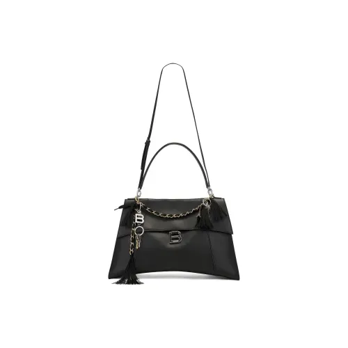 Balenciaga Leather One Shoulder Handbags Large Size Women's Black