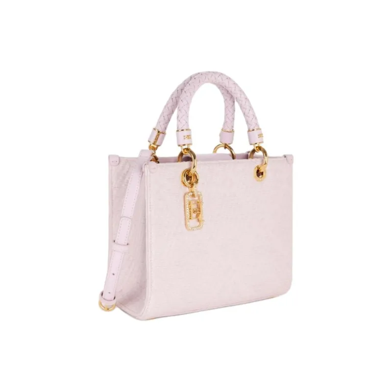 Elisabetta Franchi Polyester Tote Bag, Shopping Bag, Shoulder Bag, Crossbody Bag, Handbag Small Size Women's Pink-1