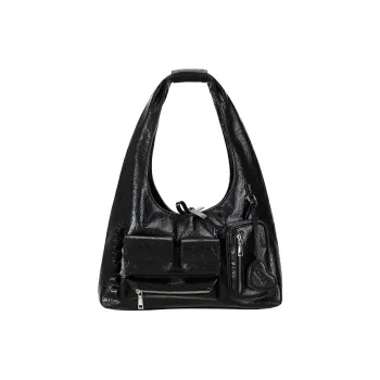 CONP PU Hobo Shoulder Bag Women's Black