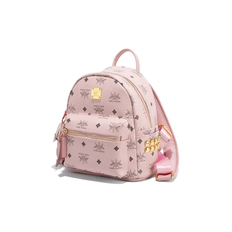CLEVER& KETCH PU Backpack Women's Ecru/Pink-4
