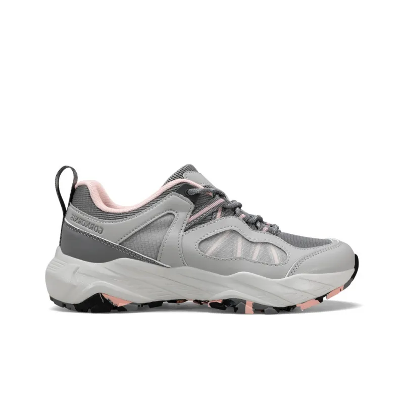 GORNORNIE Cushioning Abrasion Resistant Breathable Low Top Casual Training Sprint Running Shoes Women's Gray Smoke Pink-1