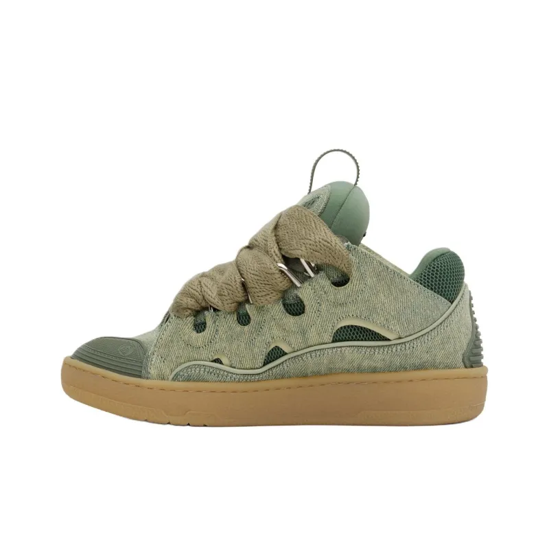 Lanvin Curb Low Top Skateboard Shoes Men's Green-0