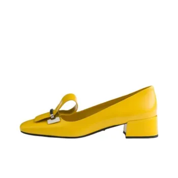 PRADA Chunky Heel High Heels 3.5cm Women's Yellow