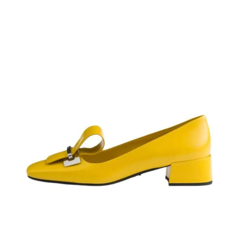 PRADA Chunky Heel High Heels 3.5cm Women's Yellow-0
