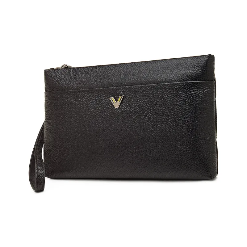 Old Man's Head Cow Leather Clutch Regular Men's Black-1