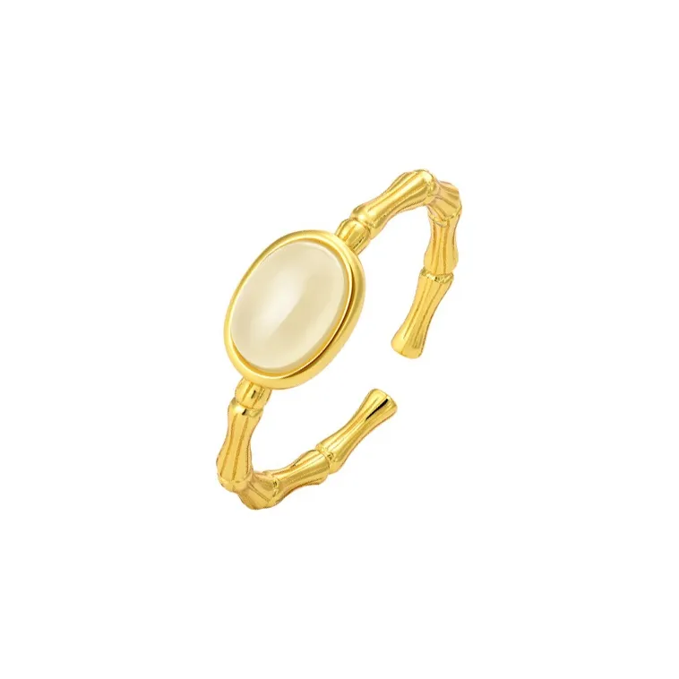 LUXLINE Hetian Jade Rings Pale Greenish White Jade Unisex-0