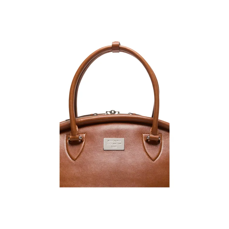 Acne Studios Bowlina Sheepskin One Shoulder Handbag Women's Cognac Brown-4
