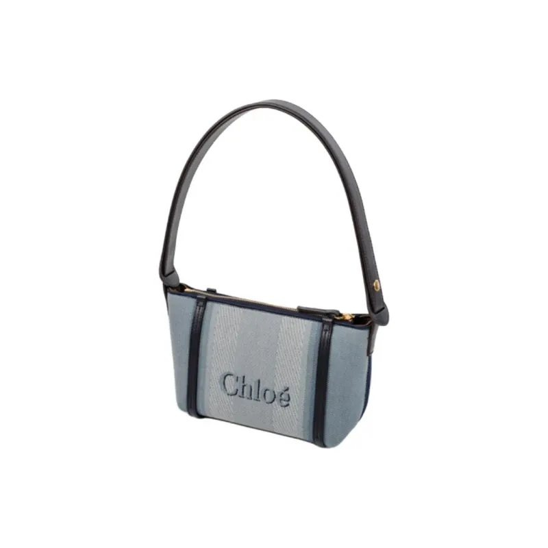 Chloe Fabric Shoulder Bag Medium Size Women's Blue-1