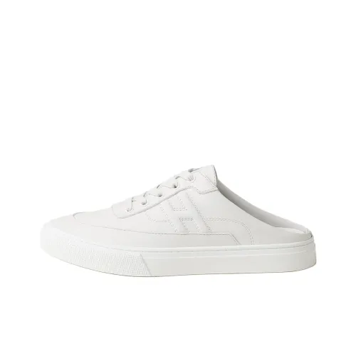 HERMES Slip Resistant Closed Toe Slippers Women's White