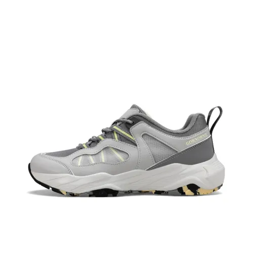 GORNORNIE Cushioned Slip Resistant Abrasion Resistant Low Top Casual Training Sprint Running Shoes Men's Gray Yellow