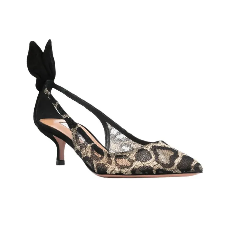 AQUAZZURA Bow Tie Slim Heel High Heels 5cm Women's Black-2