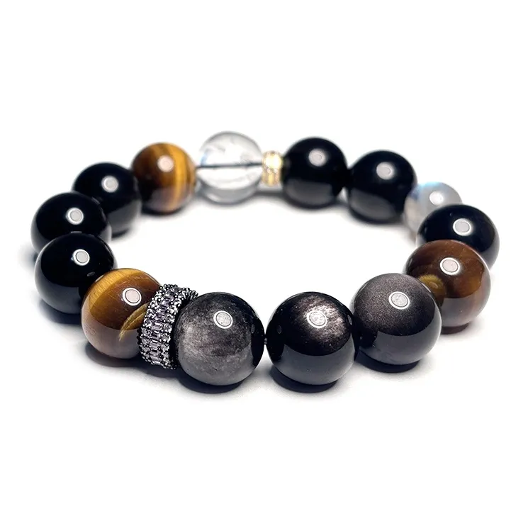 MOUNTAINS AND MANS Obsidian New Chinese Style Good Luck Beaded Bracelet Men's-2