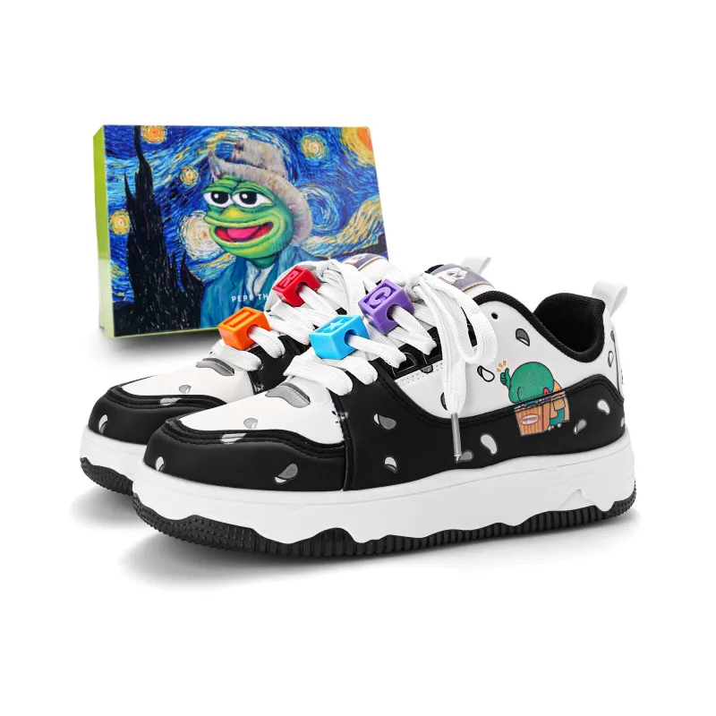 Pepe The Frog Skateboard Shoes Unisex Low Top Classic Black White/Pearl Beige/Tangerine/Ocean Blue/Mismatched-28