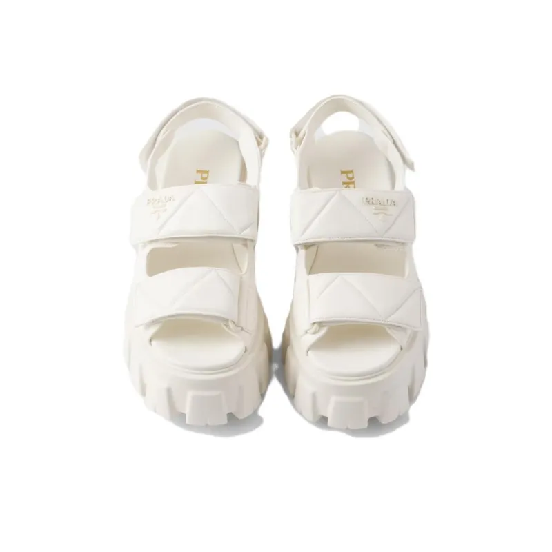 PRADA Monolith One Strap Sandals 5.5cm Women's White-3