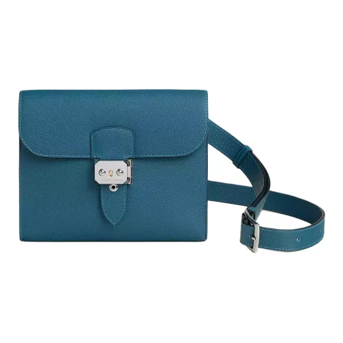 HERMES Sac A Depeches Epsom Calfskin Crossbody Bags Shoulder Bags Regular Men's 7A Bleu Thalassa Sea Blue