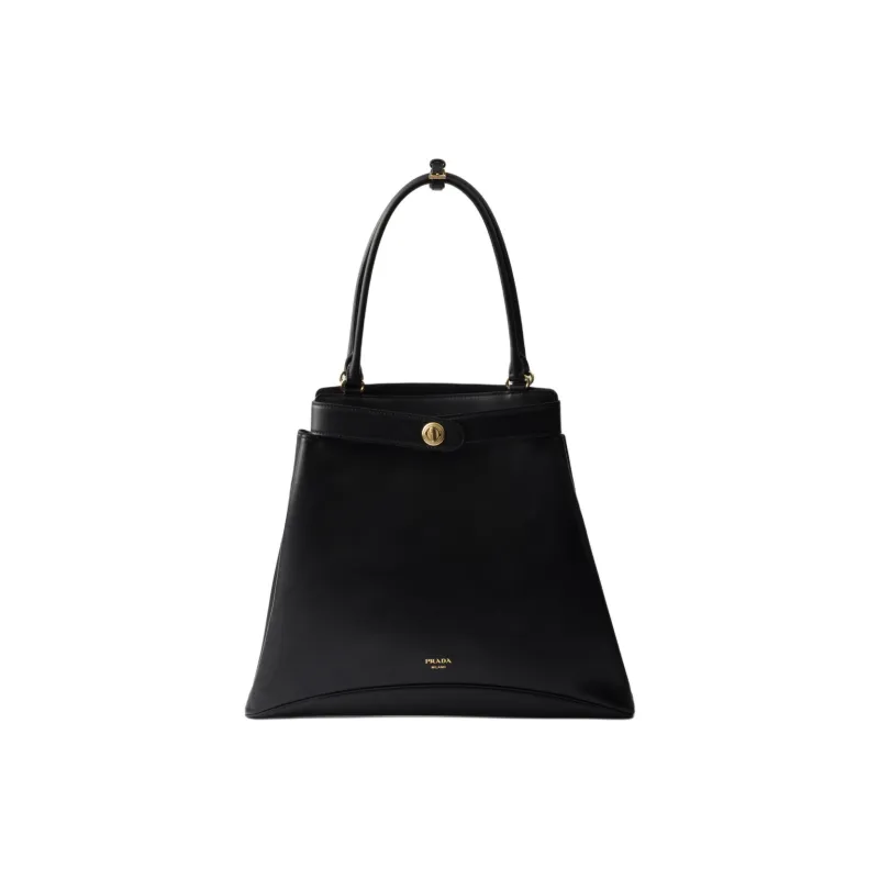 PRADA Calfskin Handbag Large Size Women's Black-2