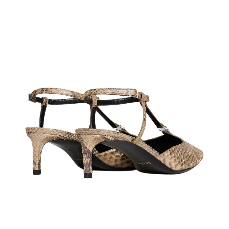 CELINE KITTEN Slim Heel High Heels 5cm Women's Gold-3