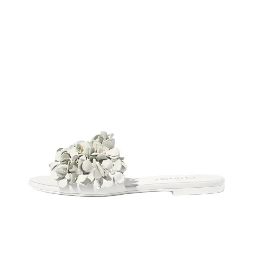 chanel Launch Slip Resistant Slide Slippers Women's White