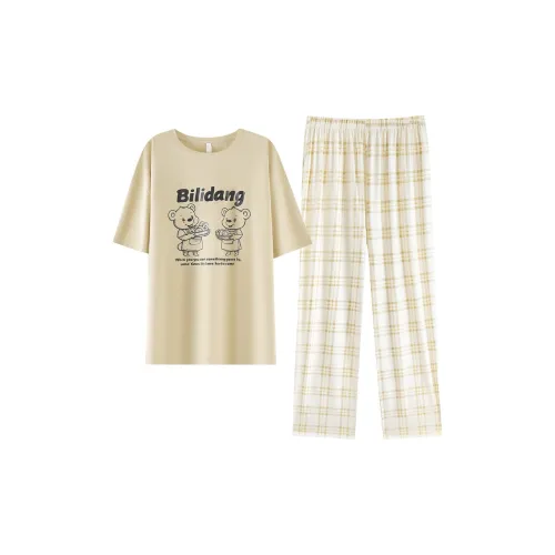 XIAFENYAN Pajama Set Women's Apricot Yellow