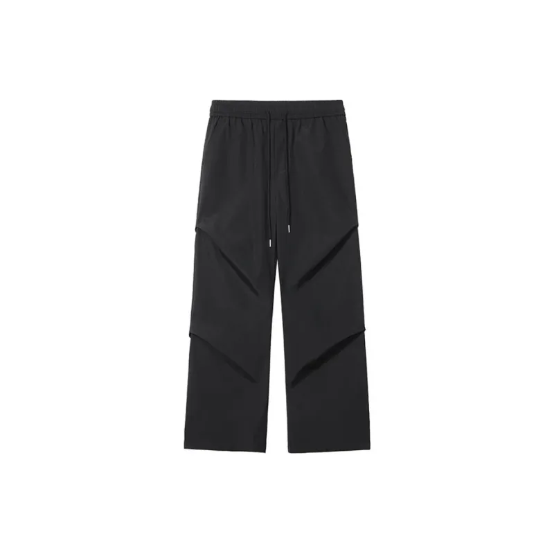HOKLV Workwear Style Vintage Casual Pants, Wide Leg Straight Fit With A Draping Effect Unisex-18
