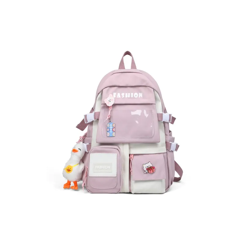 VINEY Fabric Backpack Large Size Women's Black/Purple/Blue-6