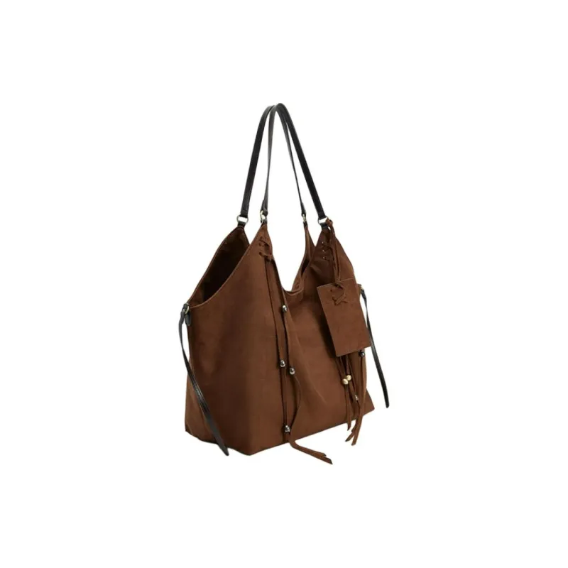 URBAN REVIVO Fabric Tote Bag, Shopping Bag, Shoulder Bag Tubas Women's Brown-1