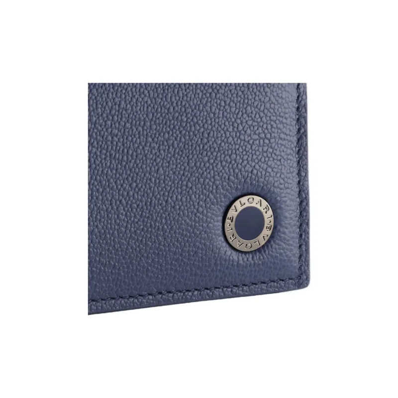 BVLGARI Calfskin Card Holder Regular Men's Blue-3