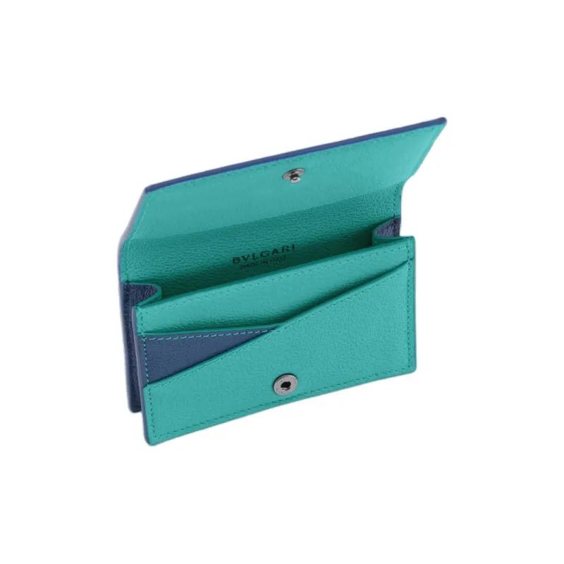 BVLGARI Calfskin Card Holder Regular Men's Blue-2