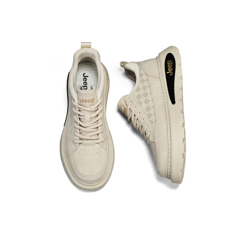 Jeep Mesh Hole Breathable Anti Slip And Wear Resistant Height Increasing Low Top Casual Shoes Men's Sand-4