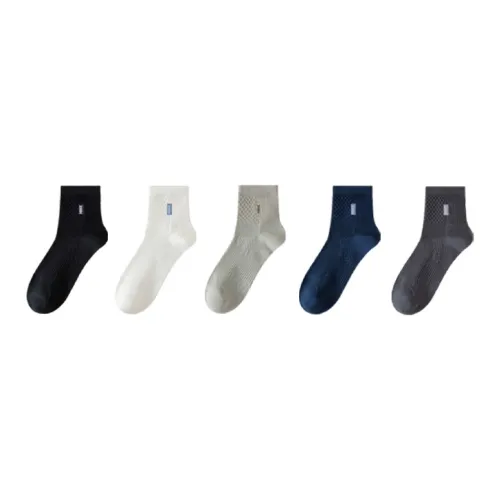 FAIRWHALE Mid Calf Socks Men's Shopping Bag 5 Pack