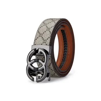GUSKI Top Grain Cow Leather Trendy Belt Waistband Men's Gunmetal Width  3.5cm Gift Box Sets