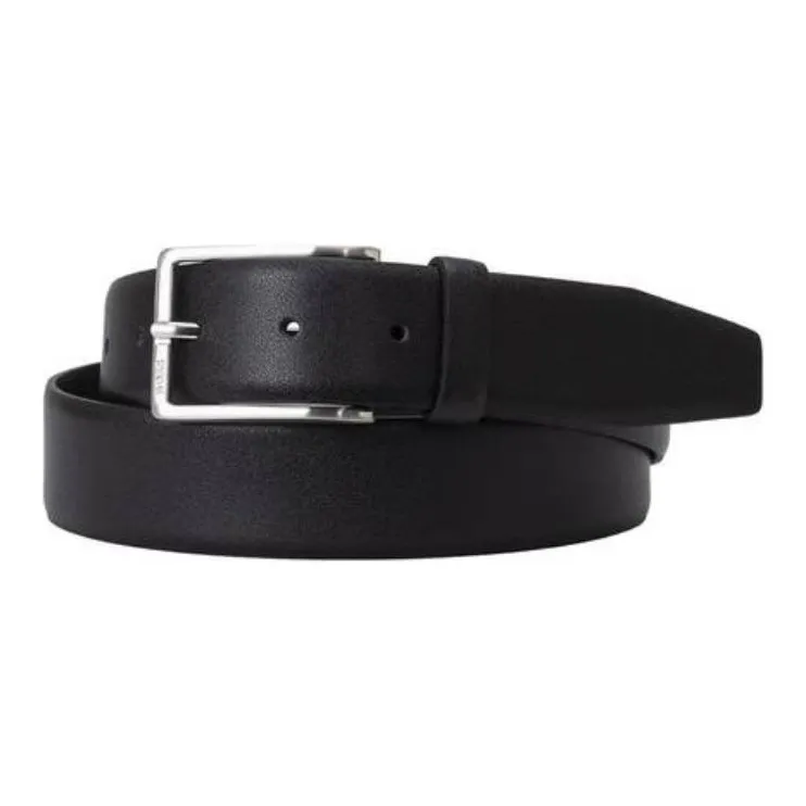 HUGO BOSS Leather Belts Men's Black 3.5CM-1