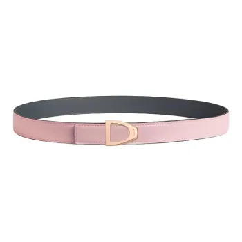 HERMES Leather, Metal, Calfskin, Rose Gold Plated Leather Belts Women's Width 2.4cm