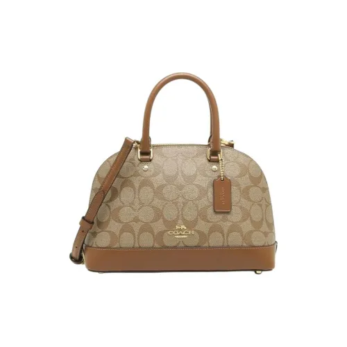 COACH Sierra Leather Dome Bag, Handbag, Shoulder Bag, Crossbody Bag Regular Women
s Brown