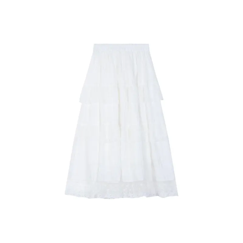 COVER TIME Casual Long Skirt Women's White-1