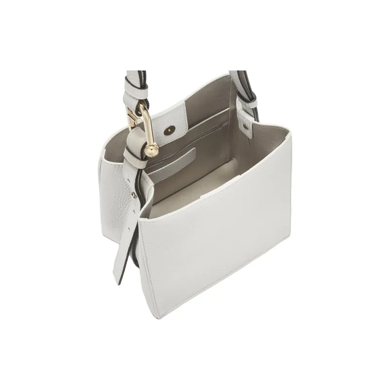 Furla Textured Calfskin Bucket Bags Shoulder Bags Mini Women's White-4