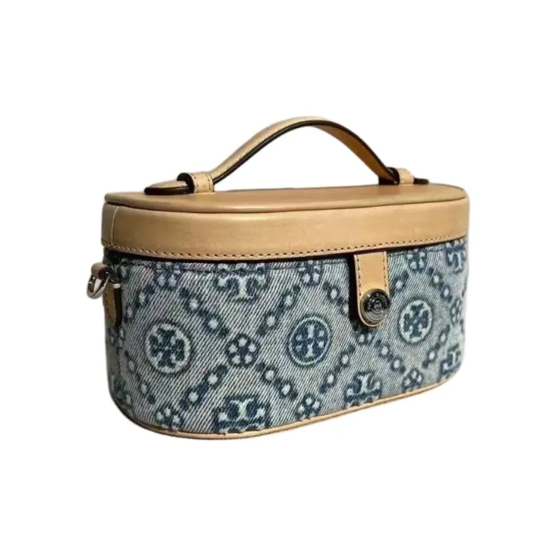 TORY BURCH T Monogram Fabric Makeup Bag Mini Women's Blue-1
