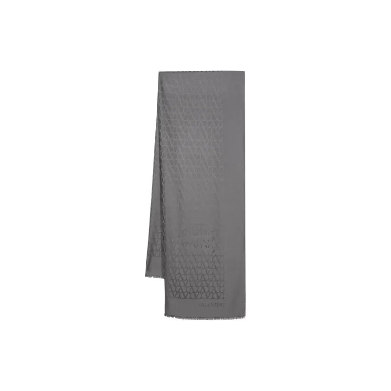 Valentino Virgin Wool Knit Scarves Women's Gray-0