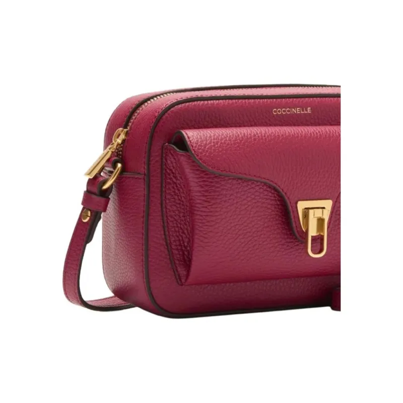 COCCINELLE Beat Leather Shoulder Bag Small Size Women's Red-3