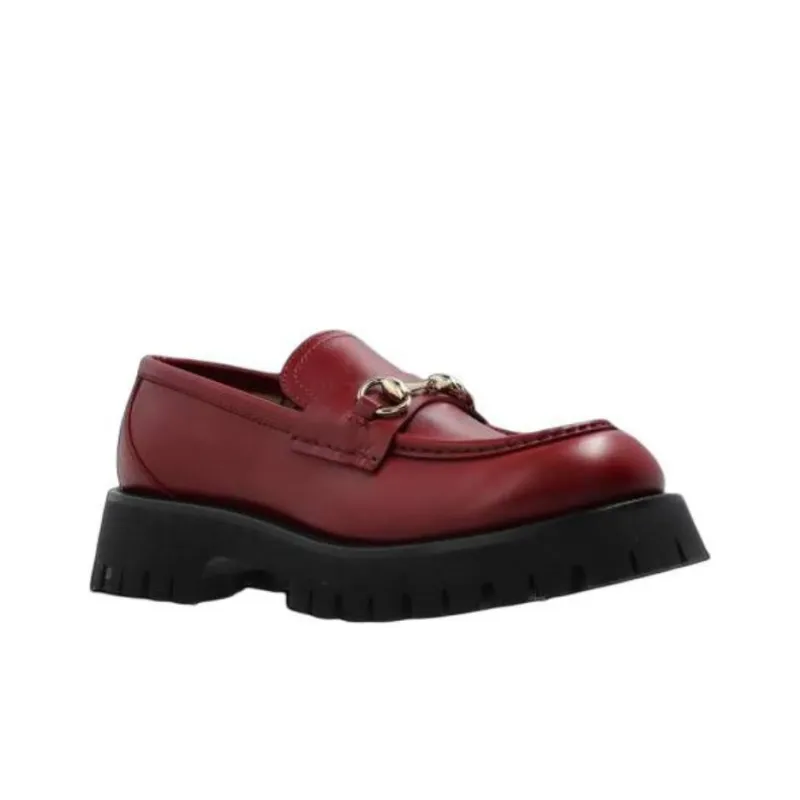 GUCCI Burgundy Loafers 4.5cm Women's Red Brown-2