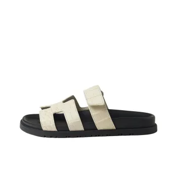 HERMES Chypre Slide Slippers Women's White