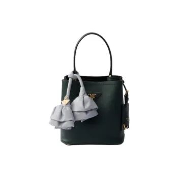 PRADA Panier Calfskin Shoulder Bags Handbags Mini Women's Emerald & Gray